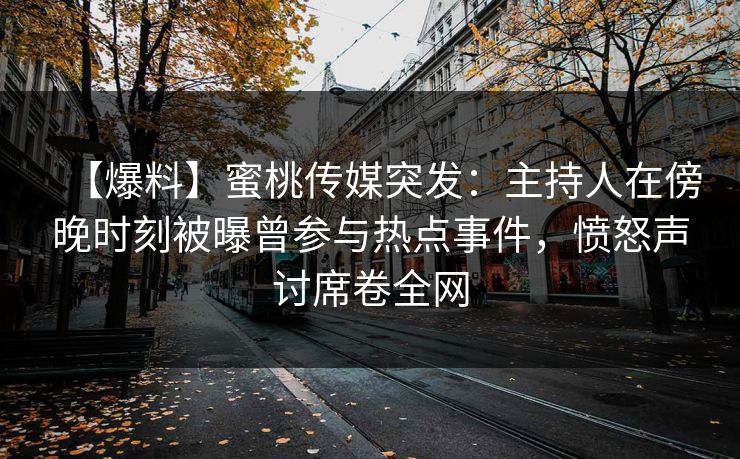 【爆料】蜜桃传媒突发：主持人在傍晚时刻被曝曾参与热点事件，愤怒声讨席卷全网