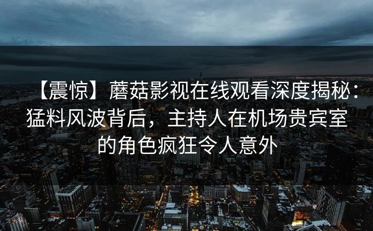 【震惊】蘑菇影视在线观看深度揭秘：猛料风波背后，主持人在机场贵宾室的角色疯狂令人意外