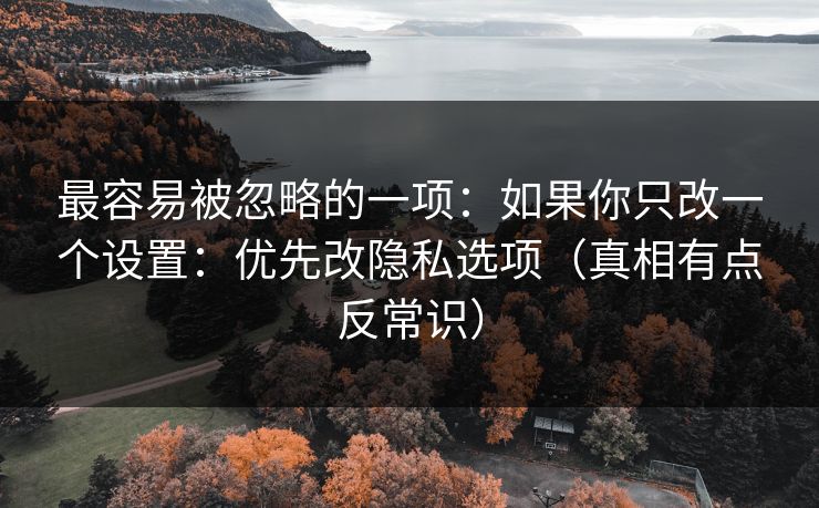 最容易被忽略的一项：如果你只改一个设置：优先改隐私选项（真相有点反常识）