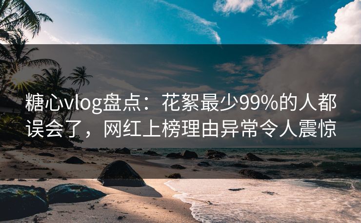 糖心vlog盘点：花絮最少99%的人都误会了，网红上榜理由异常令人震惊