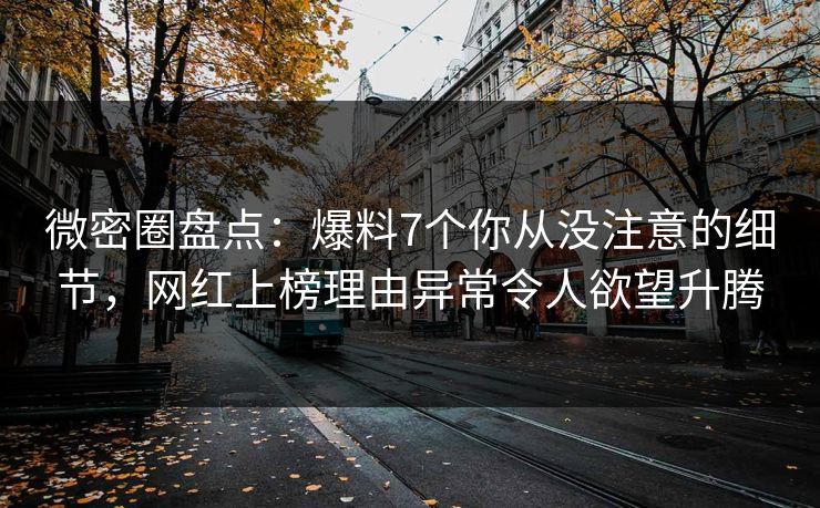 微密圈盘点:爆料7个你从没注意的细节,网红上榜理由异常令人欲望升腾