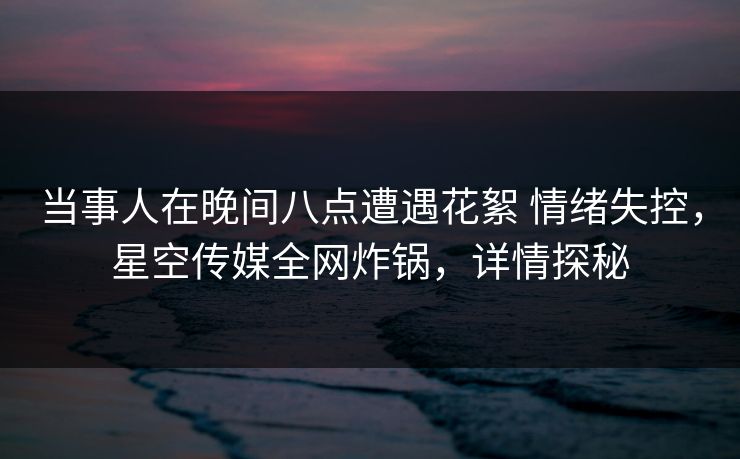 当事人在晚间八点遭遇花絮 情绪失控,星空传媒全网炸锅,详情探秘 当事人在晚间八点遭遇花絮 情绪失控,星空传媒全网炸锅,详情探秘